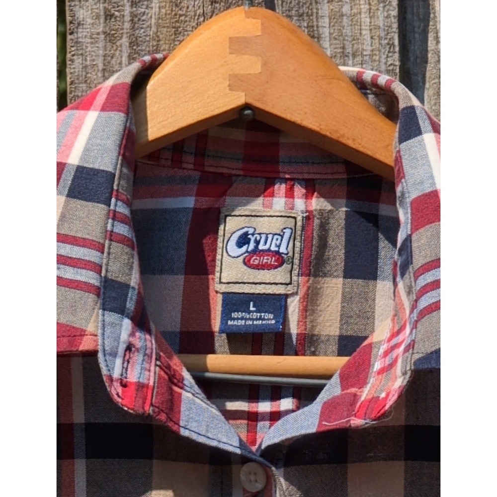 Cruel Girl Womens Western Rodeo Plaid Long Sleeve Button Down Shirt large - Picture 6 of 8